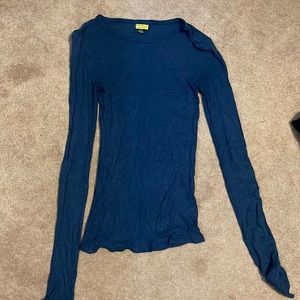 Blue Ribbed Tight Shirt